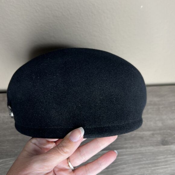 Bailey Hollywood Cabbie Newsboy Flat Hat Size Large Black Rabbit Fur - Picture 6 of 8
